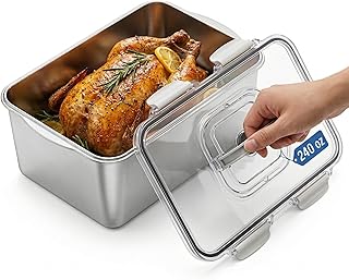 Extra Large 304 Stainless Steel Food Storage Containers with Airtight Lids – 7L/240oz Meal Prep Container for Roasting Turkey,Bread, Fruits – Oven Safe, BPA‑Free, Dishwasher Safe
