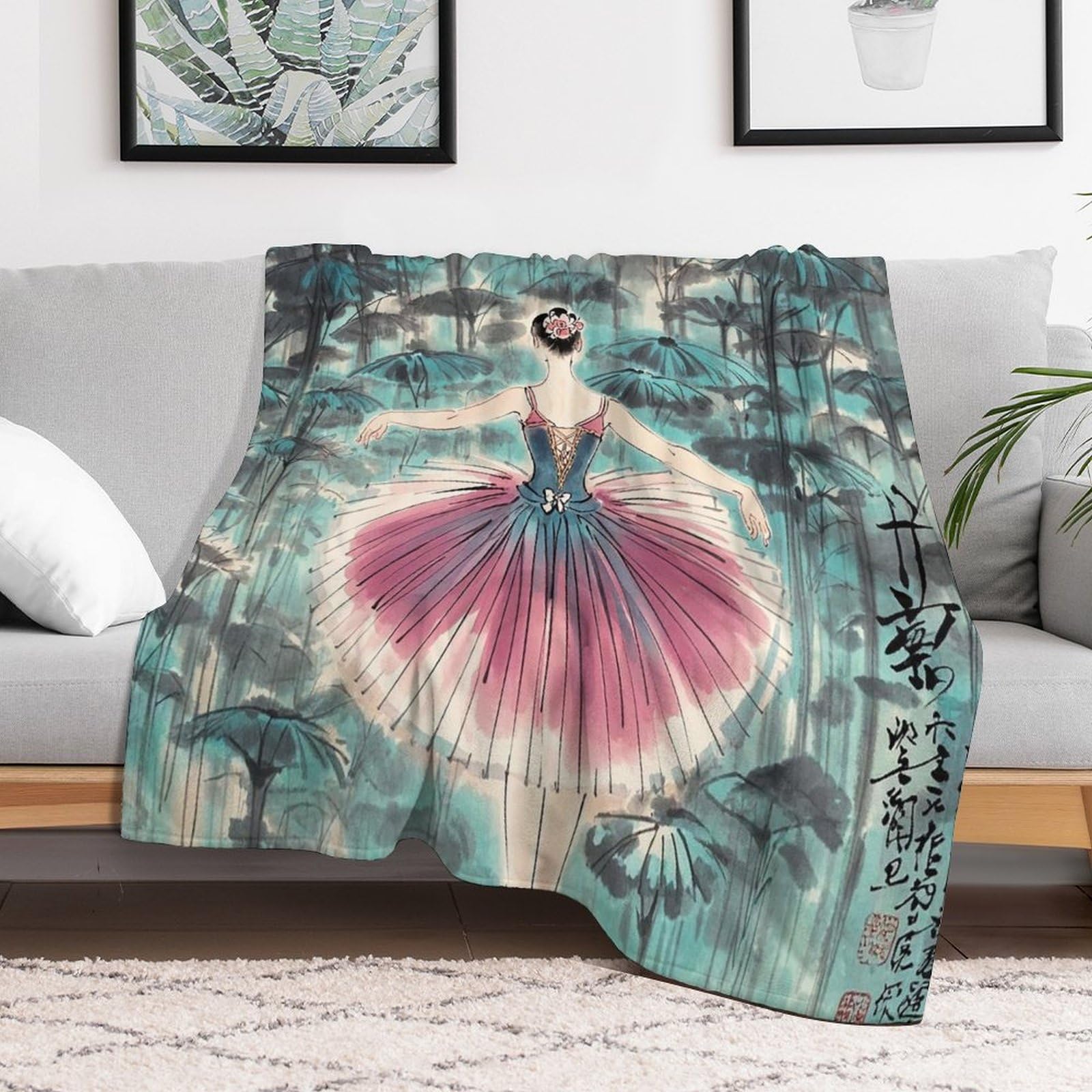 Couverture en micro polaire ballet classique 152x203 cm légère pour lit et canapé
