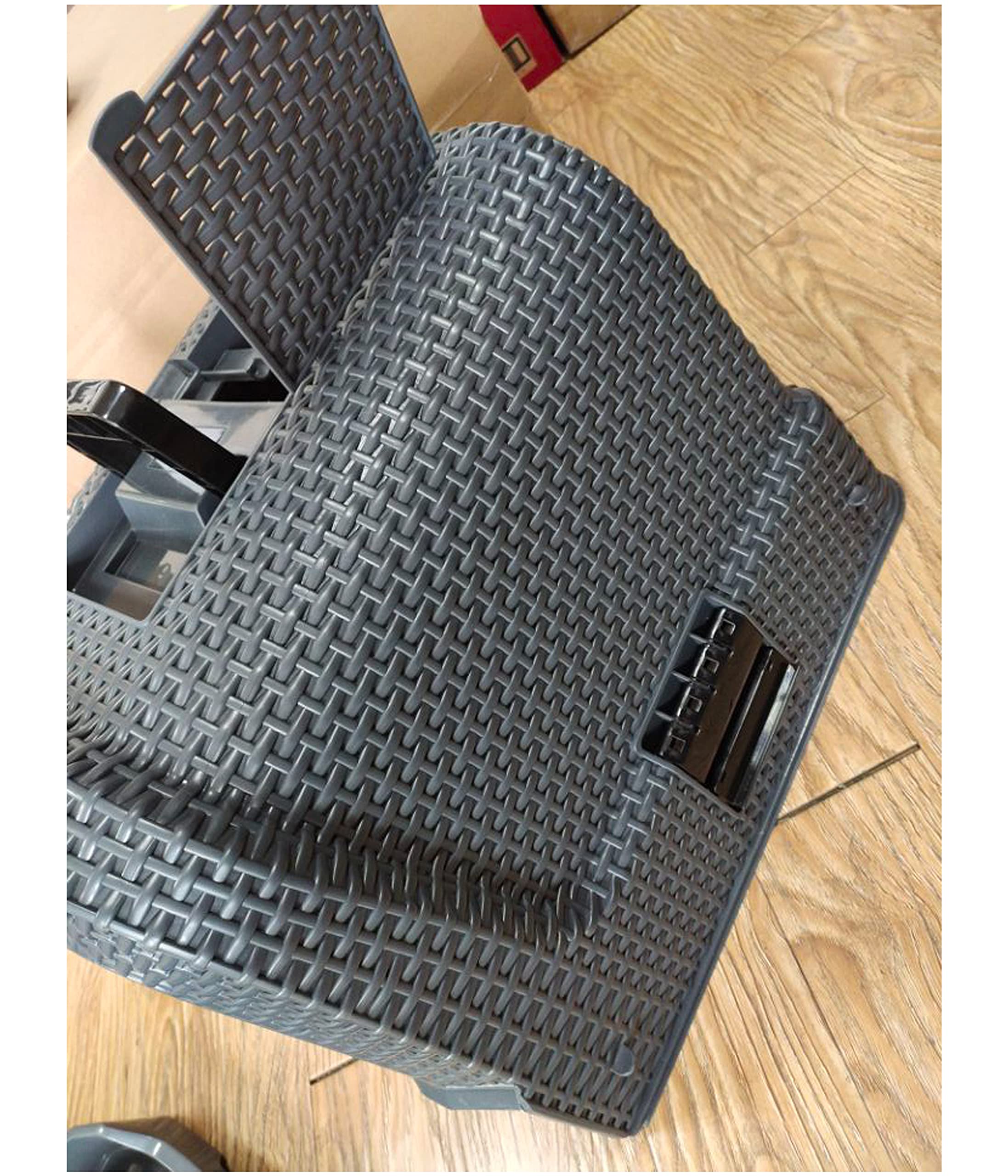 Dehner Premium Katzentoilette Jolie, inkl. abnehmbarer Haube, ca. 69 x 42 x 41 cm, grau | inkl. abnehmbarer Haube, Rattan-Geflechtoptik, mit Abstreifgitter
