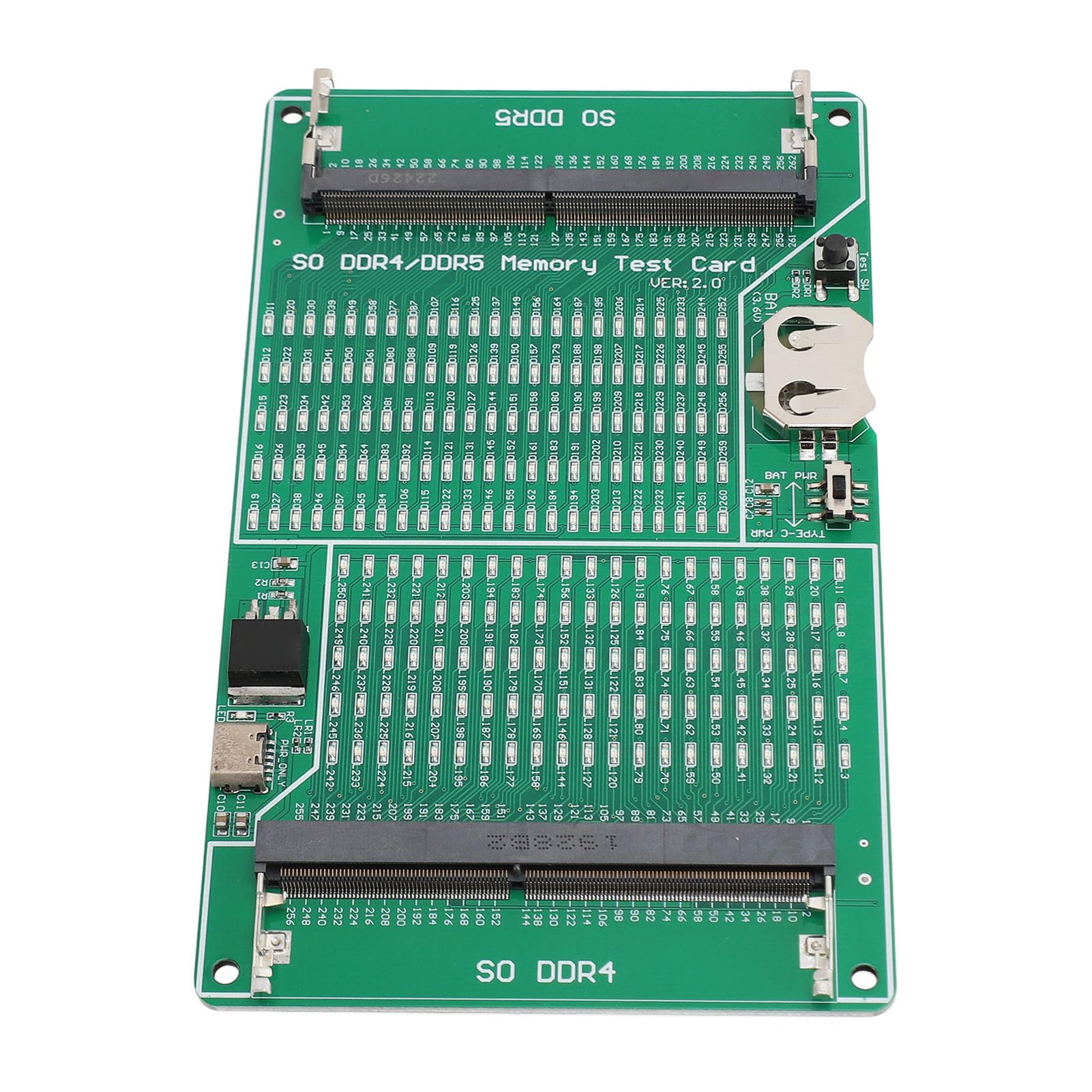 Testeur de Mémoire DDR4 DDR5 2 en 1 Carte de Test de L'emplacement à Mémoire de Mémoire Multifonctionnelle avec Indicateur LED pour Ordinateur Portable