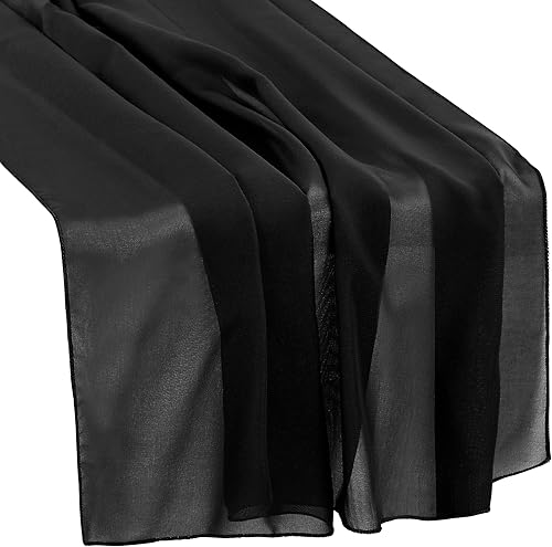 Miniatura 2 de Camino de mesa de boda de gasa de 27 x 120 pulgadas, color negro para presentaciones con catering, mesa de recepción de bodas, despedida de soltera