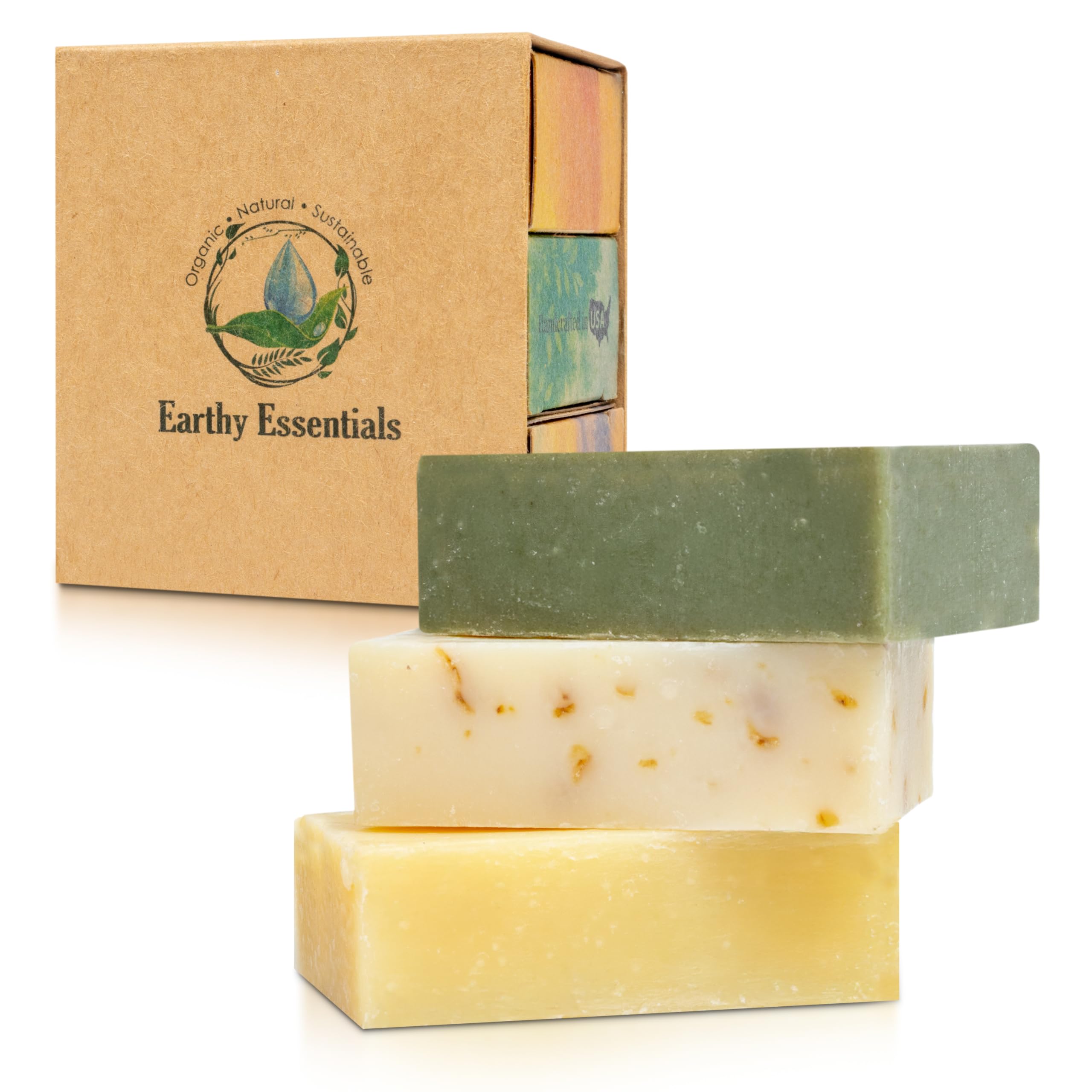 Organic Bar Soap Set Handmade Natural Soap Bars with Essential Oils Oatmeal Lavender Lemongrass Green Tea Peppermint 3