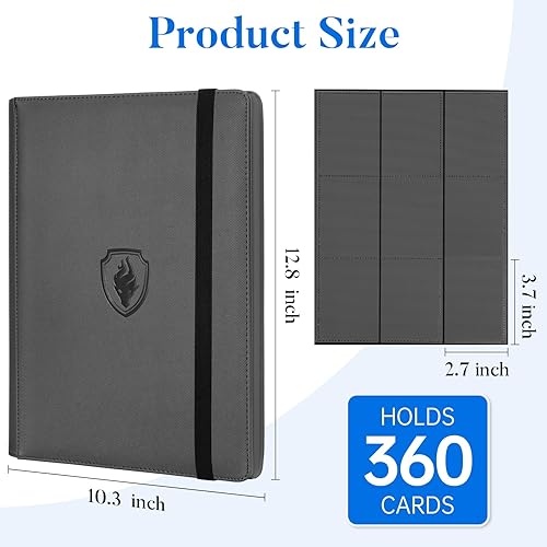 Miniatura 6 de Carpeta de tarjetas prémium con 9 bolsillos para 360 tarjetas, carpeta de tarjetas coleccionables de poliuretano resistente, álbum de colección de