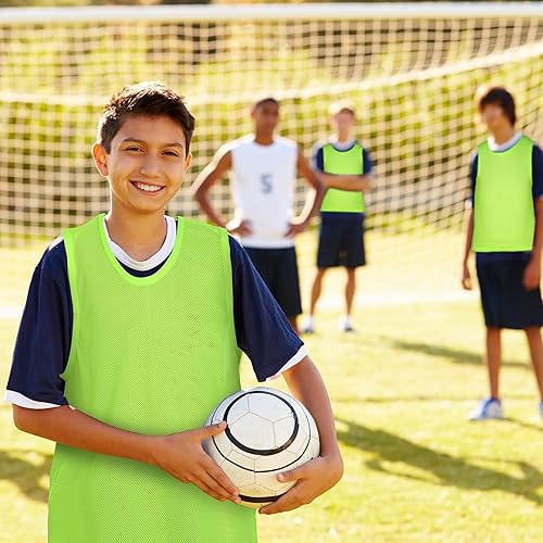 Miniatura 82 de Sintege 12 piezas de fútbol Pinnies Pennies Jersey Scrimmage chaleco de práctica deportiva Jersey de malla chaleco de baloncesto para jóvenes
