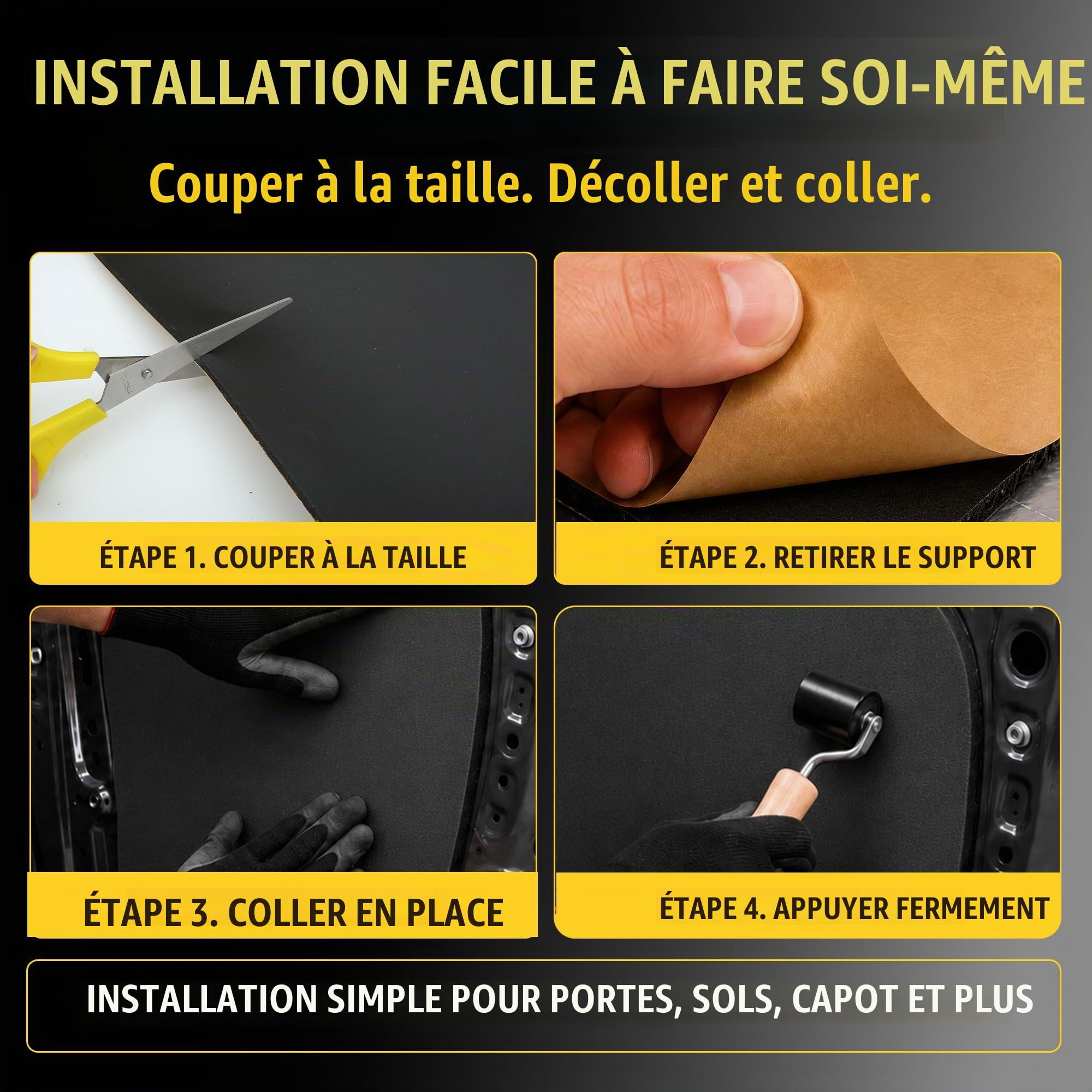 sourcing map Mousse Auto-Adhésive AntiBruit 8mm Noir Pour Voiture Isolation | 60x100cm,Haute Compressibilité, Étanchéité, Réduction Bruit, Pour Toitures, Portes, Roues, Coffre, Tablette