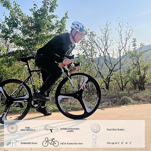 Miniatura 2 de Eurobike OBK XC550 - Bicicleta de carretera, ruedas 700C, 21 velocidades, frenos a disco, bicicleta para hombre o mujer.