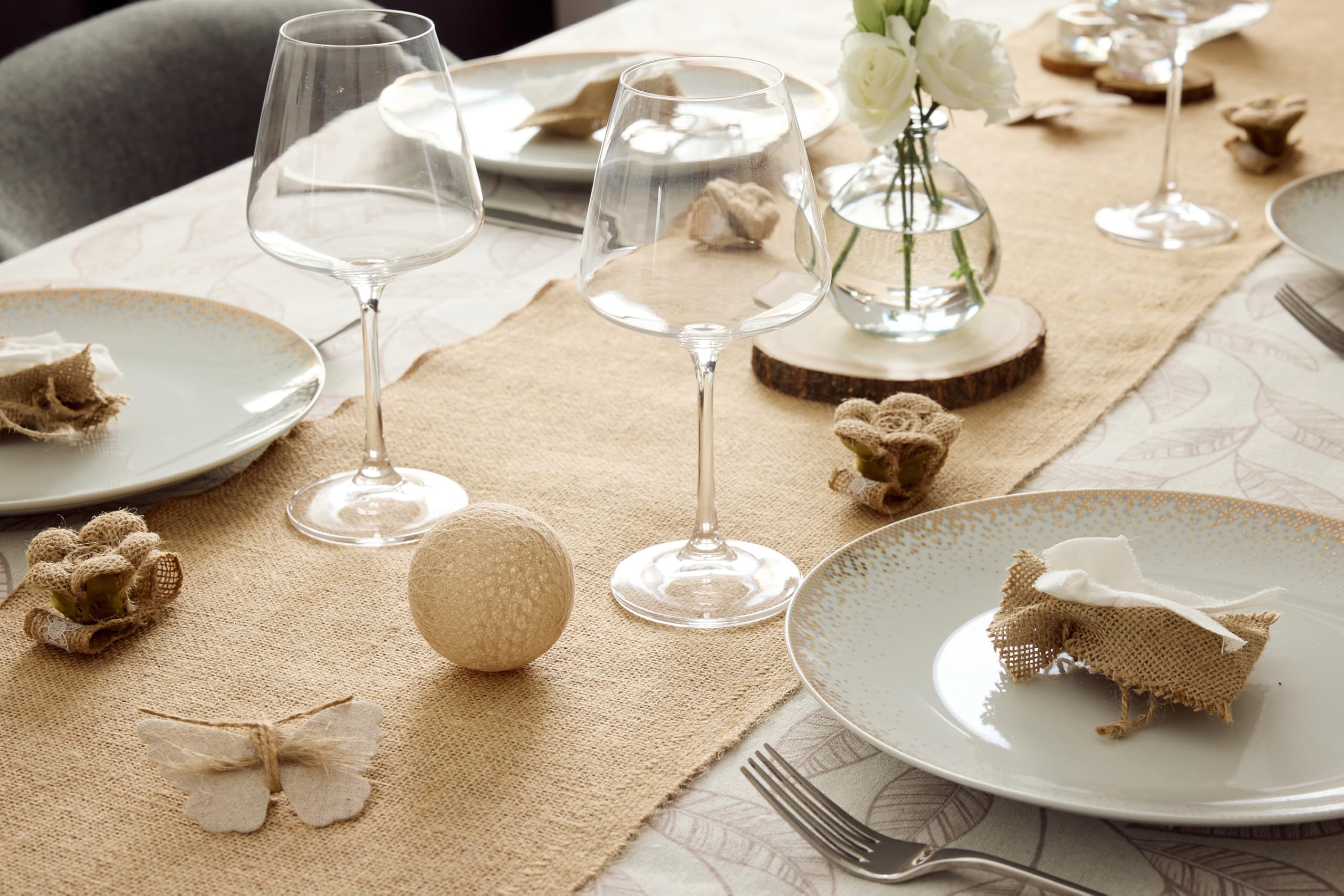 La Cordeline Runner da tavolo in tela di iuta naturale, 30 cm x 5 m, bordi cuciti per matrimoni, decorazioni, feste