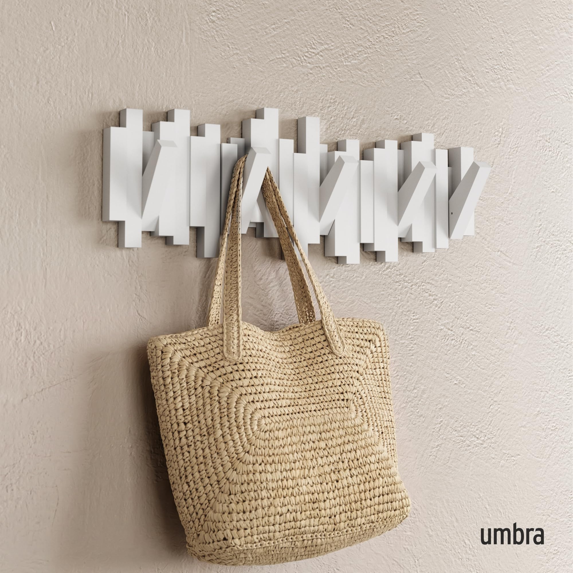Umbra Rem Wieszak, Biały, 19-1/8" x 7-1/8" x 1-1/8" h