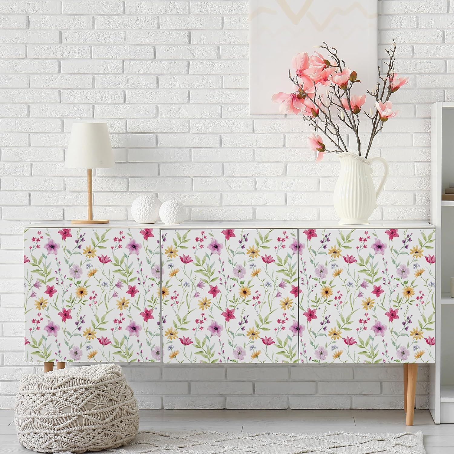 Peel and Stick Wildflowers Wallpaper Watercolor Floral Botanical Wallpaper for Bedroom Nursery Decorative Colorful Flower Contact Paper Sticky Removable Renter Friendly Wall Paper 12"x118"