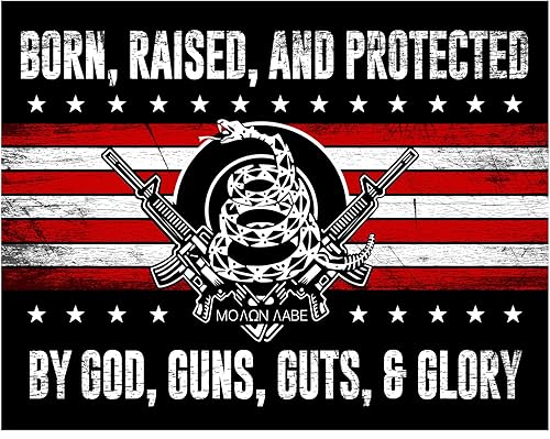 Born, Raised & Protected By God - Military Wall Art, This 2nd Amendment Wall Art Print wAmerican Flag Is For Patriotic Home Decor, Office Decor, disponible en Yaxa Costa Rica