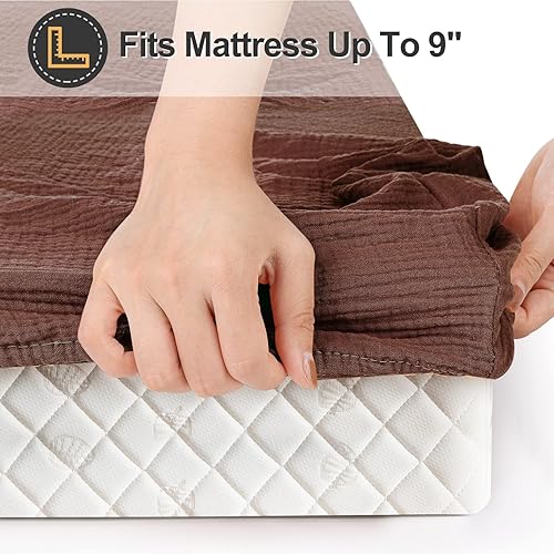 Miniatura 6 de Super Juniors Muslin Baby Fitted Crib Sheet,Extra Cozy Soft Breathable Crib Mattress Sheets for Boys and Girls,28x52(Coffee)