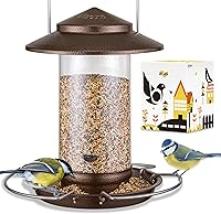 Vista 9 de iBorn - Comederos para pájaros con recogedor de semillas para exteriores, colgante, con 6 puertos, para pájaros cardenales, de aluminio metálico, 14