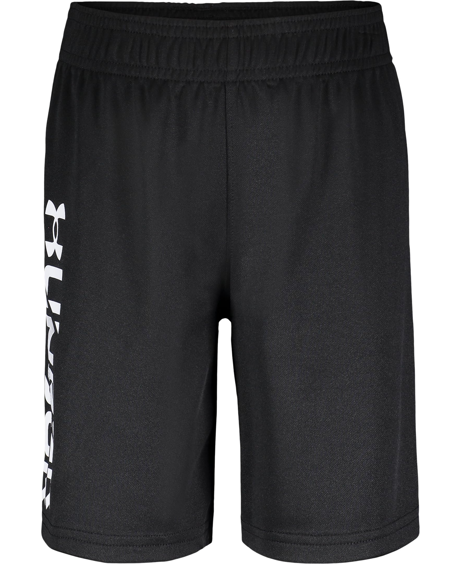 Under Armour Boys Prototype Performance Shorts Elastic Waistband Lightweight Fast-Drying Black White Signature 7
