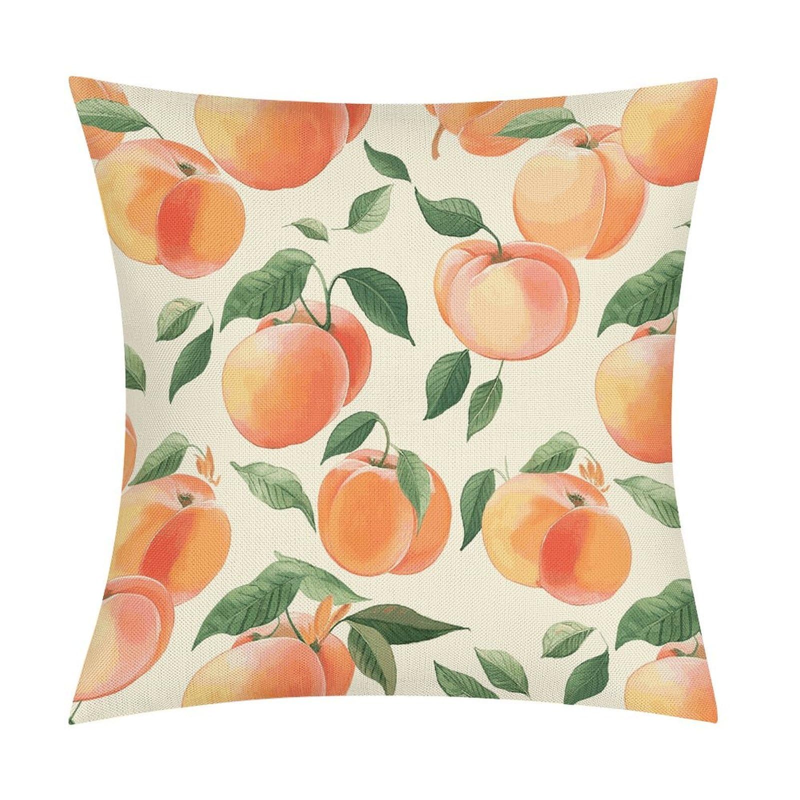 JTREHY Peach Throw Pillow Covers Farmhouse Pillow Cover Standard Pillow Shams Decorative Square Pillowcases Soft Pillow Cases Wrinkle Fade Resistant for Couch Home 18x18 Inch