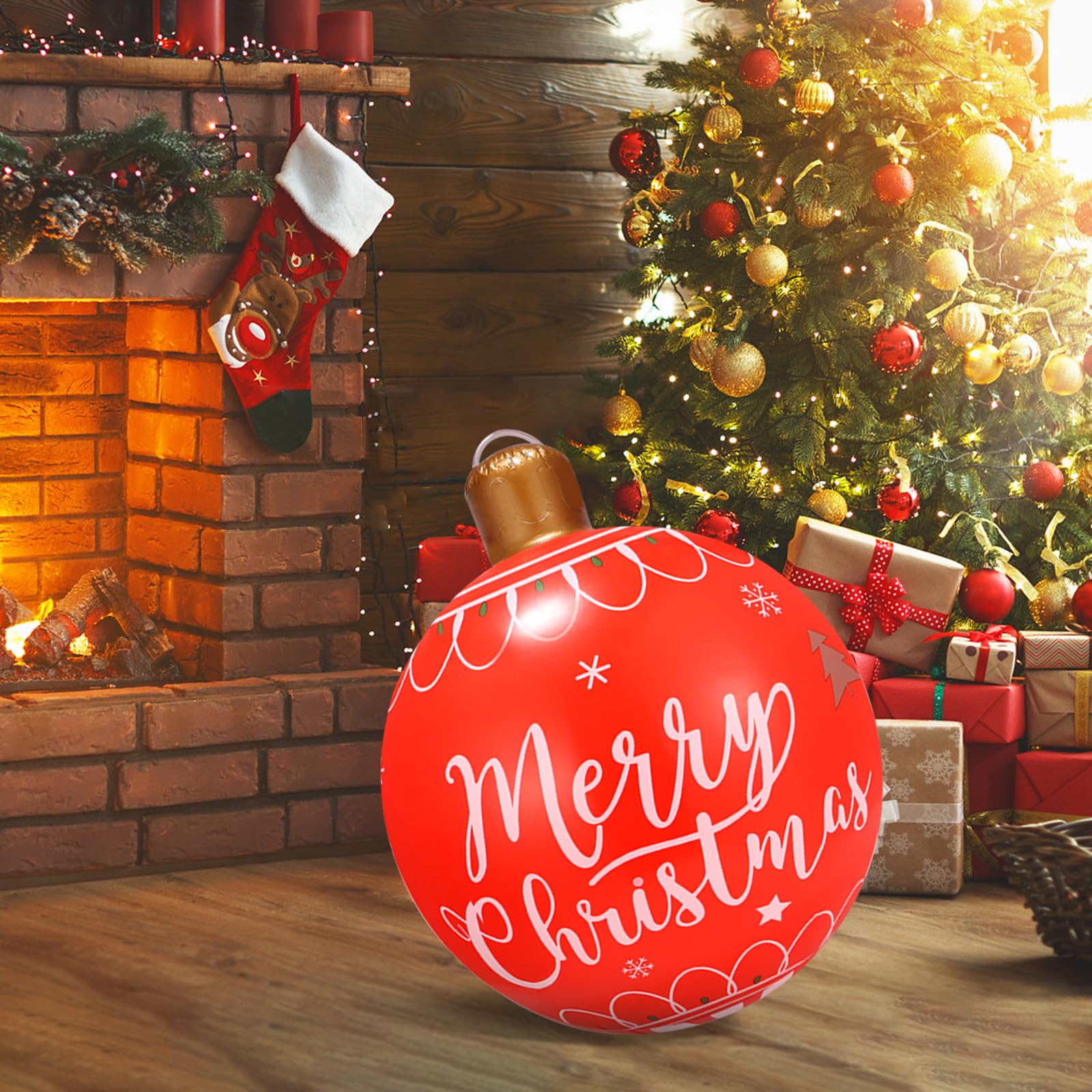 Cosiesnest Palla Gonfiabile Di Natale Gigante 60 Cm - Pallone Decorativo PVC Rosso Per Esterno Giardino E Prato