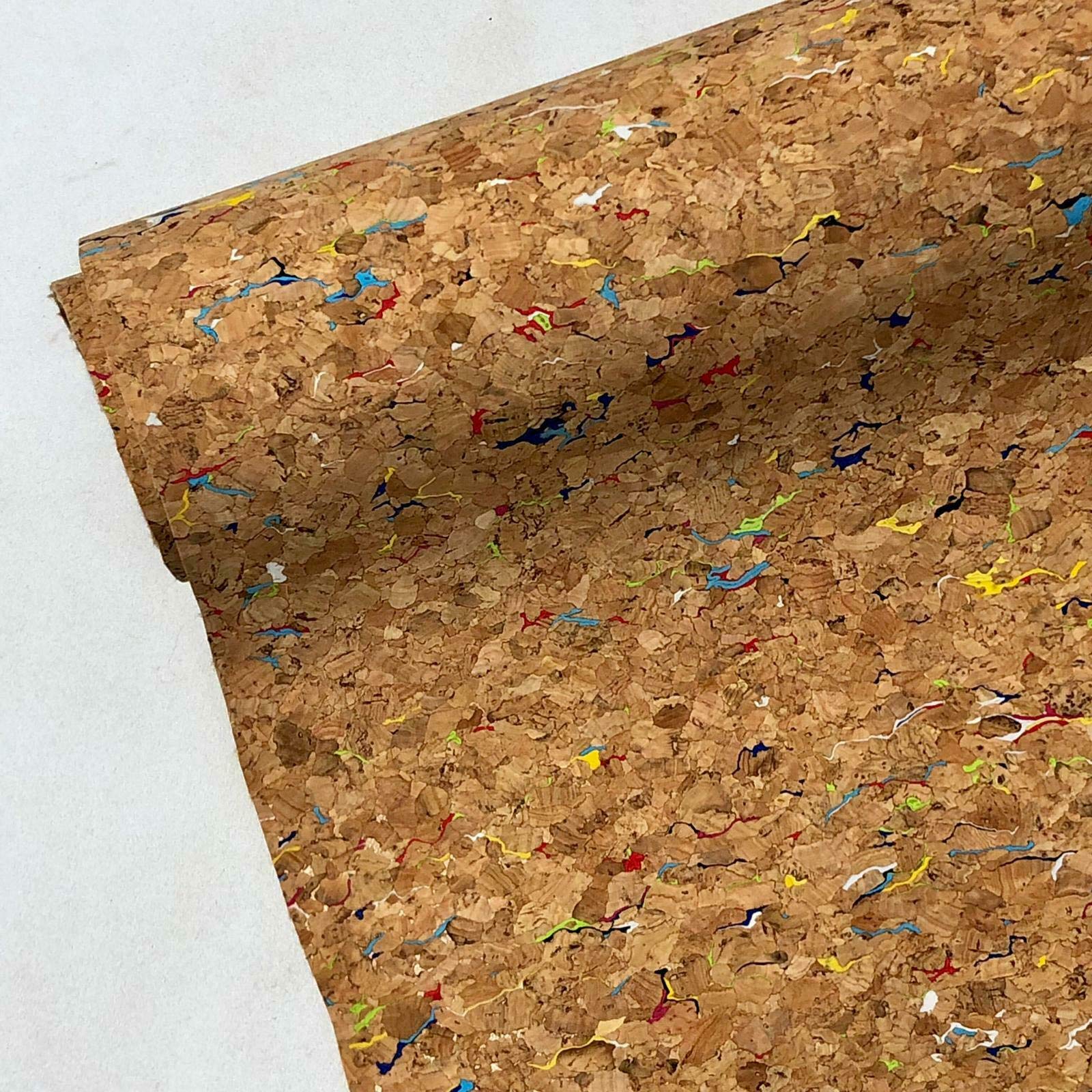 Shopper's Freedom Rainbow - 50cm x 70cm 100% Real Vegan Cork Fabric From Portugal With Cotton Flannel Backing