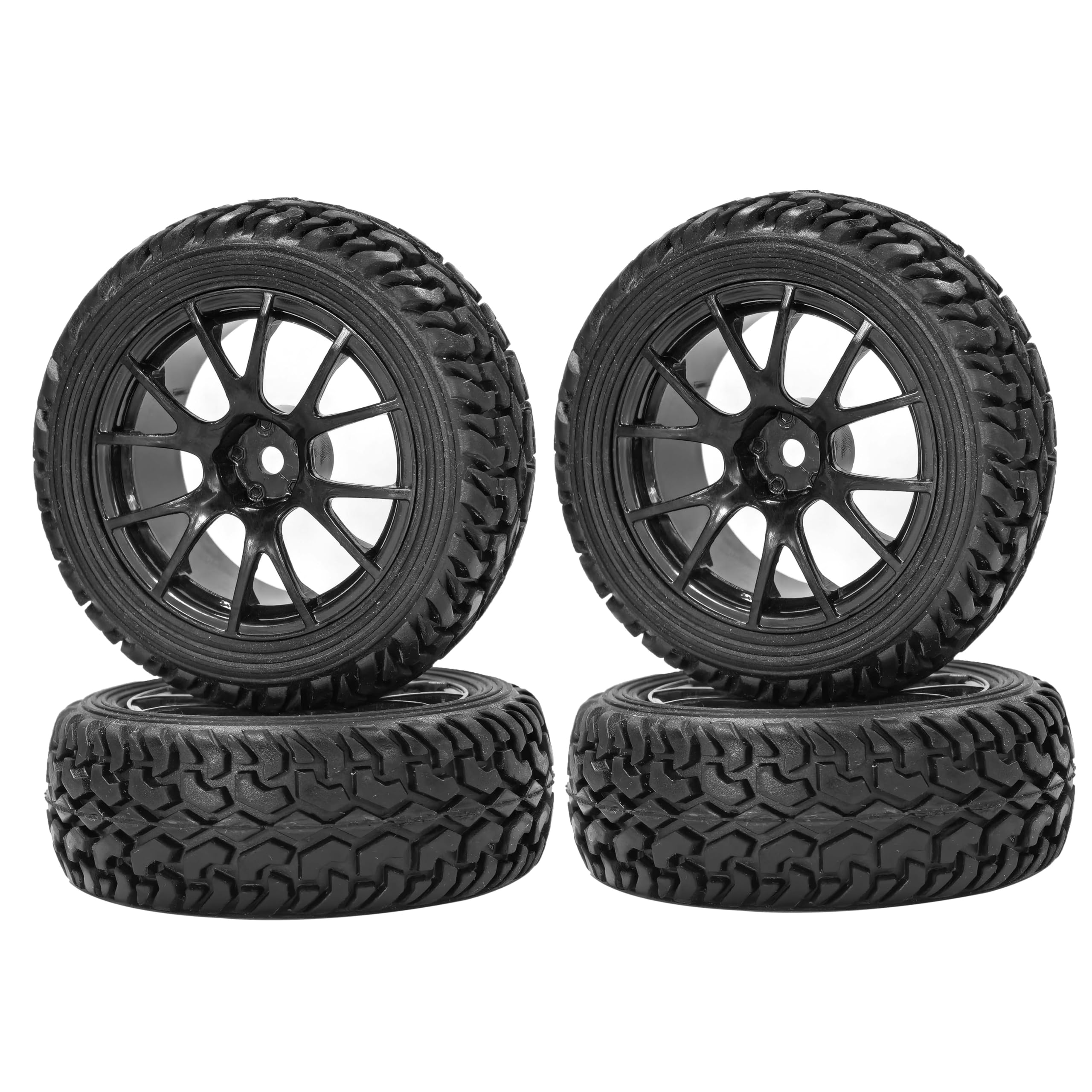 KEEDA 75mm Rubber Tyres and Wheels for 1/10 RC On Road Car 1/16 RC Rally Car HSP 94123 HPI Kyosho Tamiya (Black) - Image 2