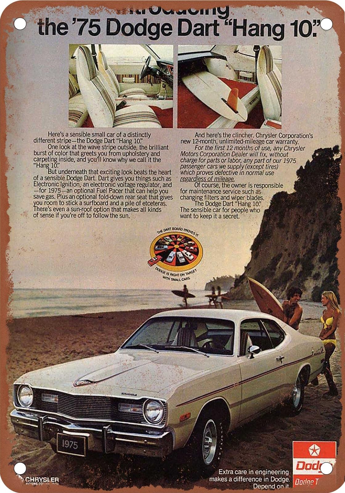 Miaomansenstore Metal Sign - 1975 Dodge Vintage Ad 02 - Old Retro Rusty Look Home Decor