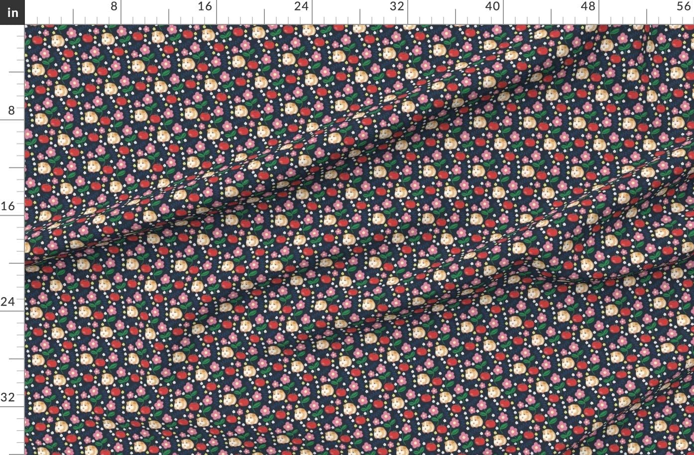 Spoonflower Fabric - Guinea Pigs Apples School Fruit Animal Printed on Organic Cotton Sateen Fabric by The Yard - Sewing Quilting Apparel Home Decor