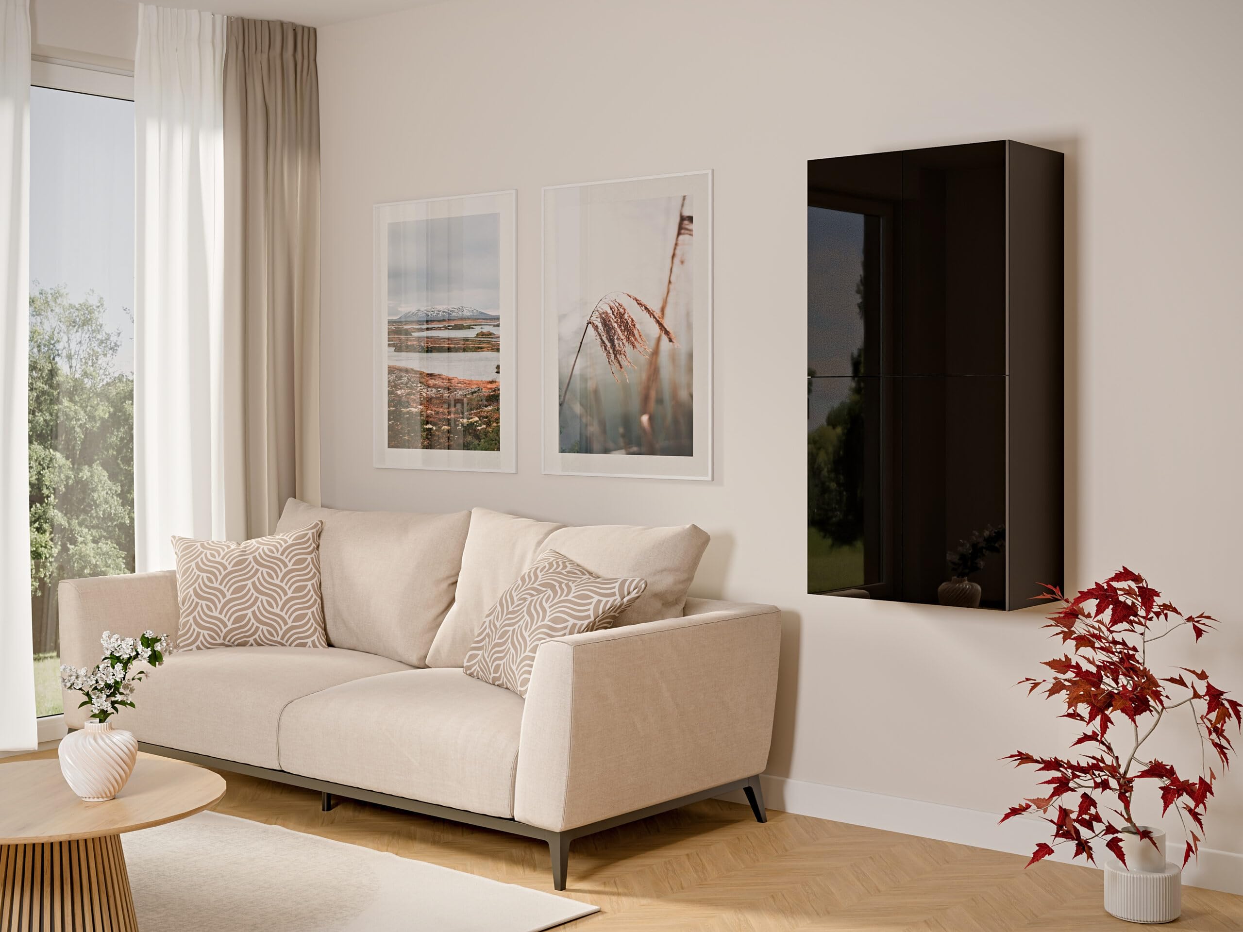 Szafka wisząca do przedpokoju i salonu czarna połysk 120x60x34 cm Tip-On