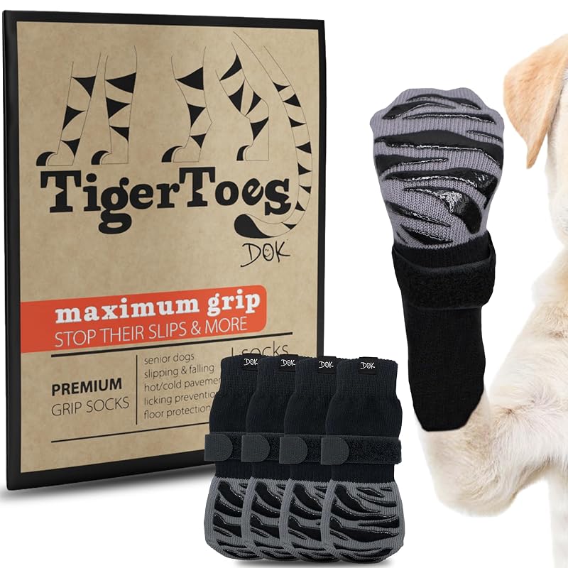 Meias Antiderrapantes para Cães com Grip Extra DOK, Grande (Large), Pacote com 4
