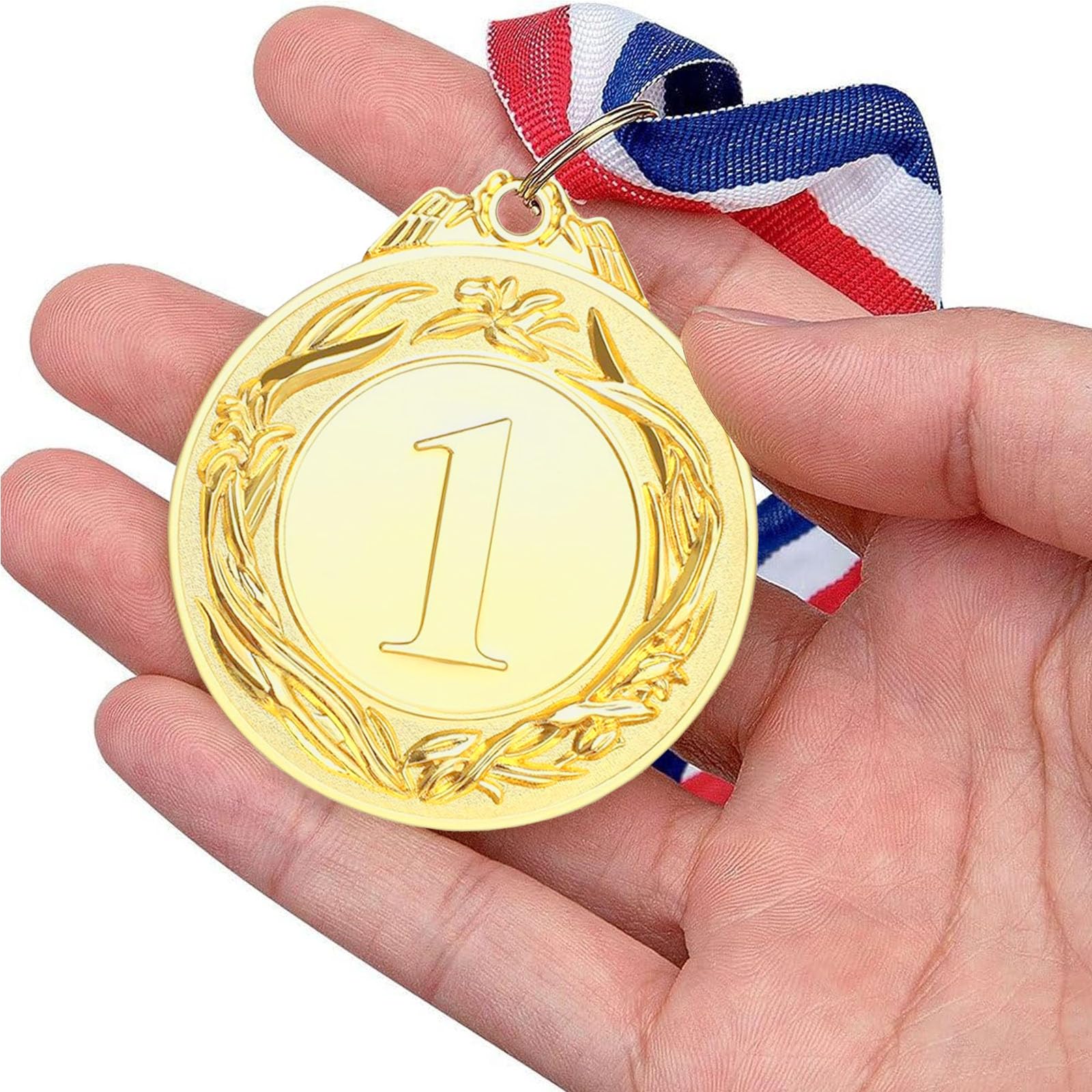 Santme 12 piezas Medalla de Recompensa, Medalla de Oro Medalla de Plata Medalla de Bronce con Cintas de Cuello para Competiciones, Deportes, Estilo Olímpico Diámetro aprox. 5,0 cm - 5