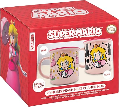 Miniatura 3 de Paladone Super Mario Princess - Taza de café de cerámica rosa con licencia oficial de Nintendo para bebidas calientes, regalo para jugadores,