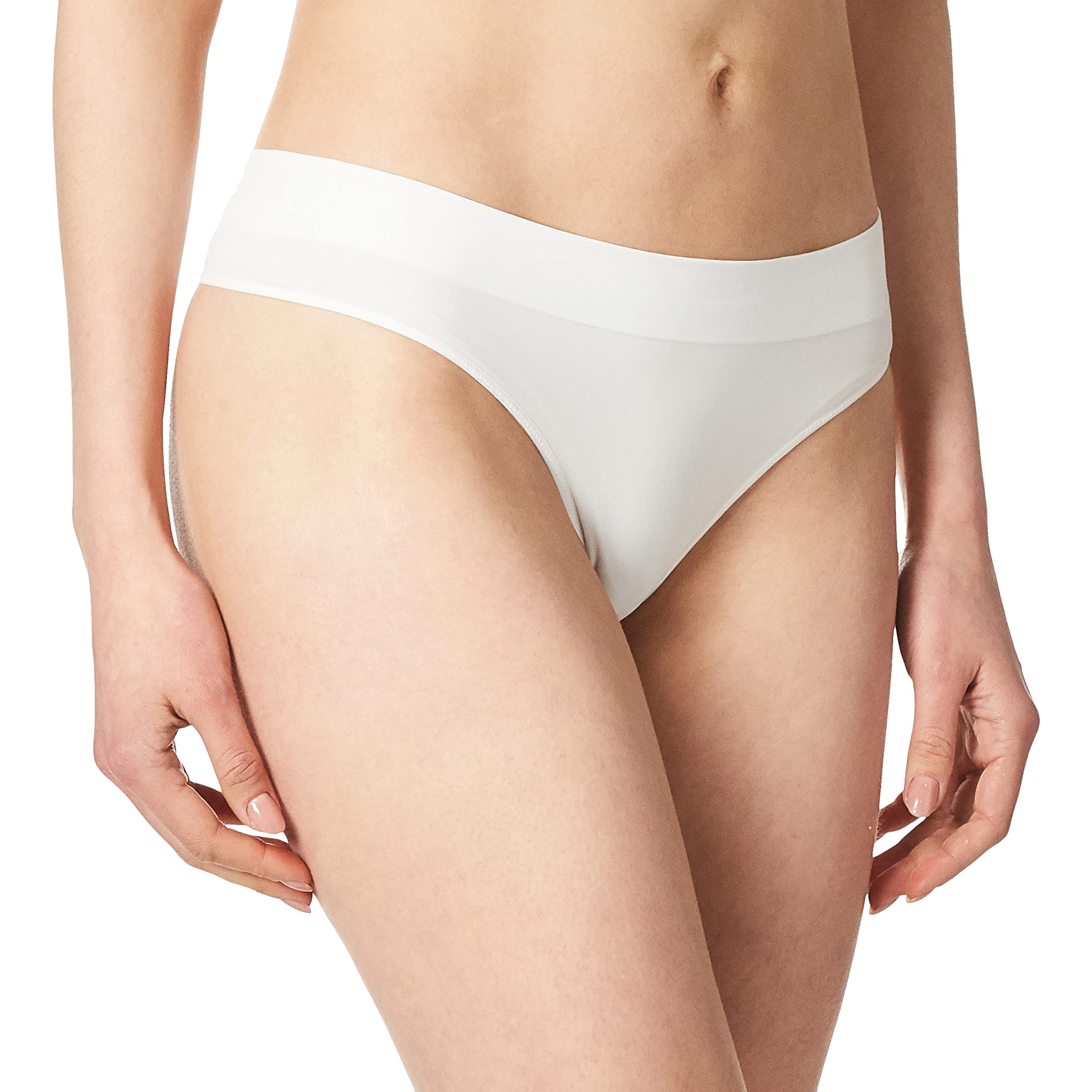 DKNY Women's Seamless Litewear Thong Panty, Poplin White, XL