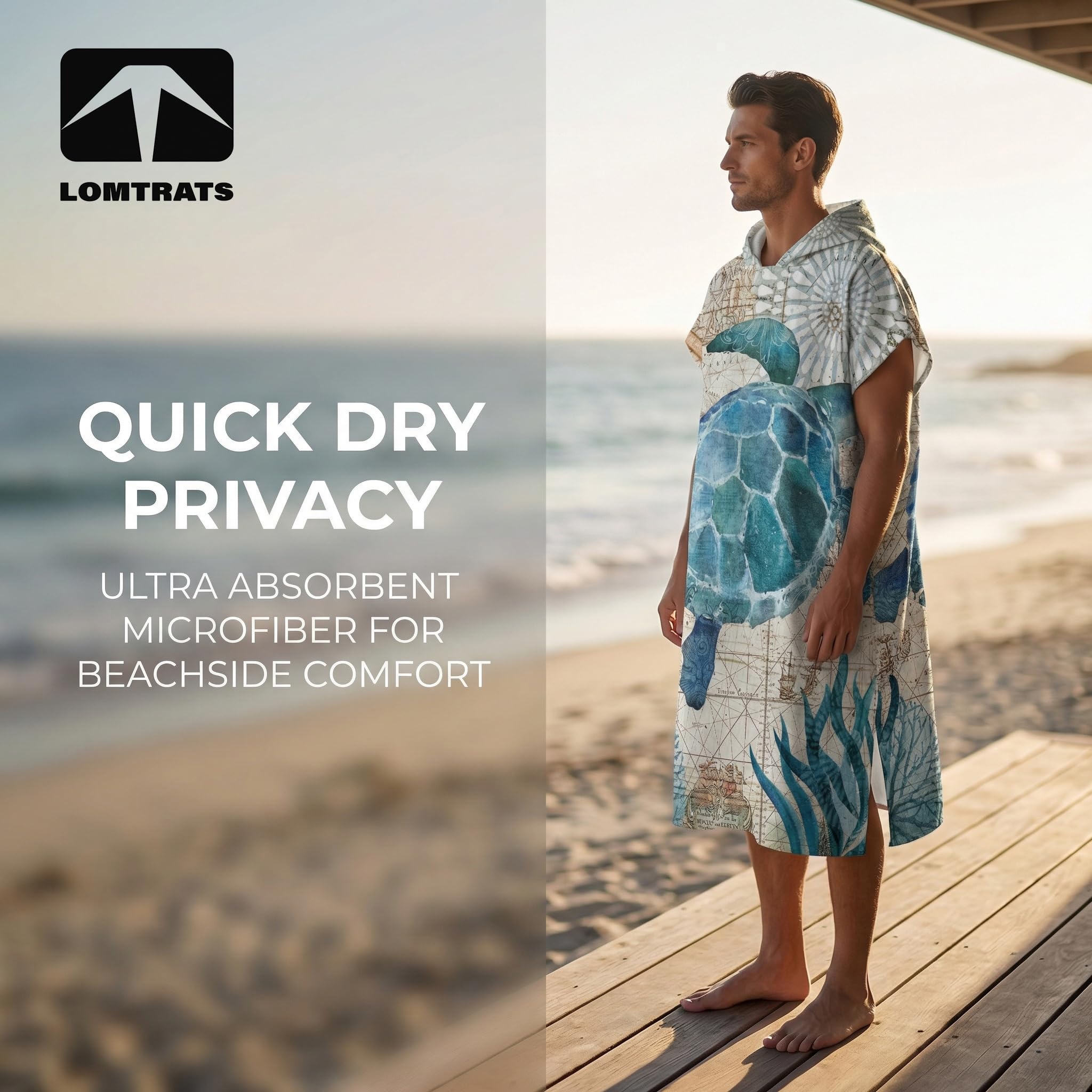 Poncho De Surf Séchage Rapide à Capuche Enfants - Serviette Change Robe Microfibre Plage Natation
