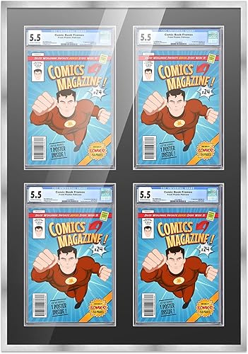 Miniatura 254 de Poster Palooza Marco de cómic con paspartú para 2 cómics CGC, CBCS o PGX Graded Comics – Marco de cómic negro para cómics de 8.125 x 13 pulgadas