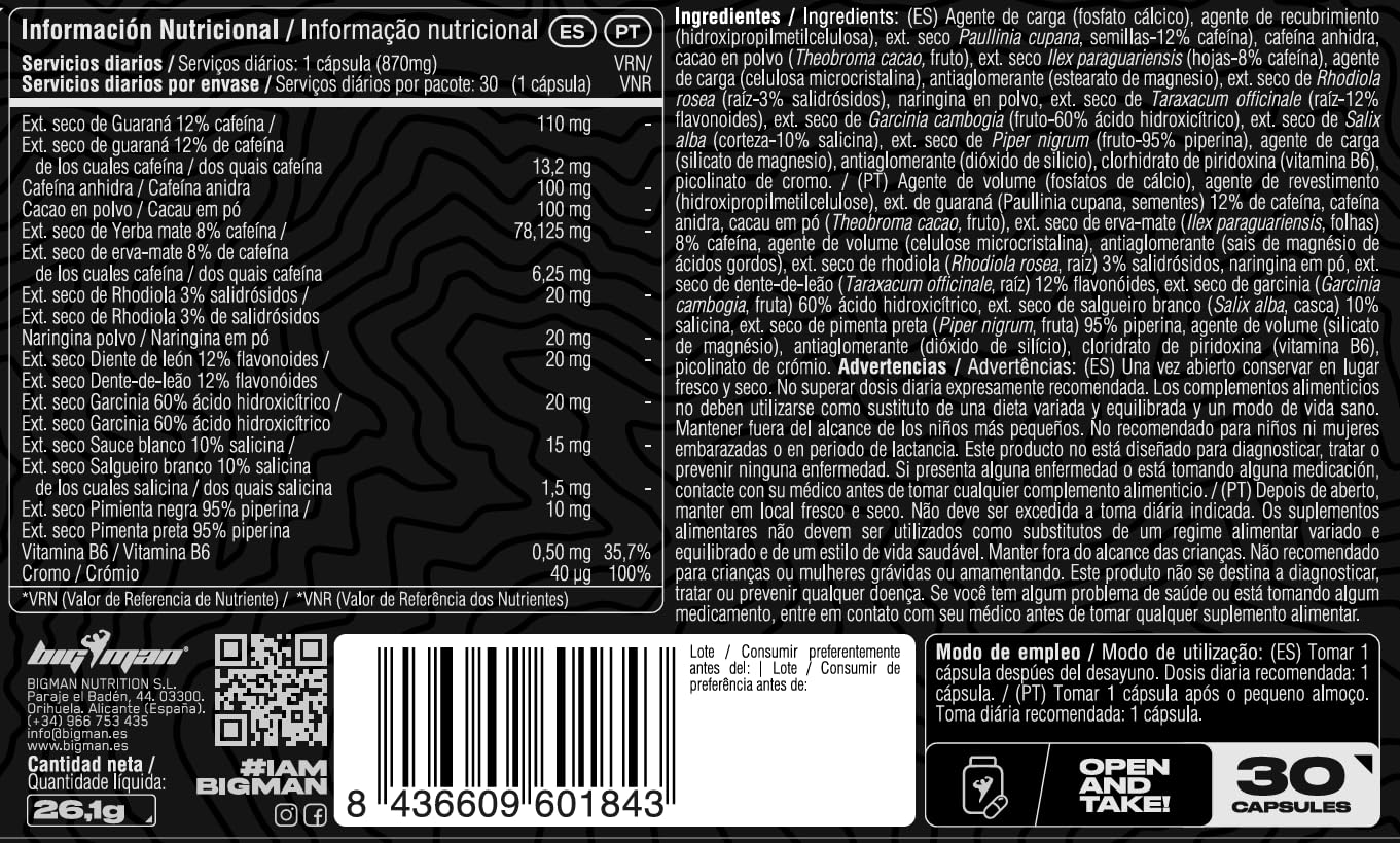 Pack BigMan Ultimate WHey Proteina 2kg (Chocolate Blanco) + Adrenaline Fx 30 Caps | Ganador Masa Muscular | Ayudar a Adelgazar | Regalos | Recuperación Deportiva | Tonifiacación