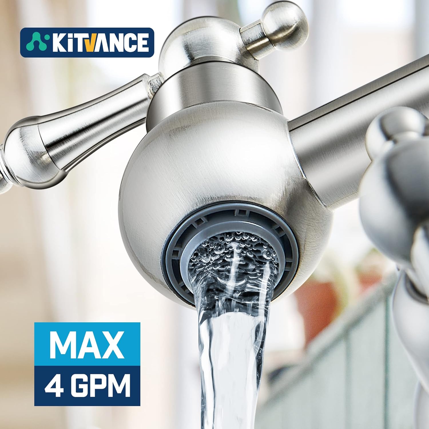 Pot Filler Faucet Brushed Nickel, Wall Mount Kitchen Sink Pot Filler Faucet, Commercial Brass Stove Faucet, Folding Kitchen Sink Faucet Stretchable with Double Joint Swing Arms