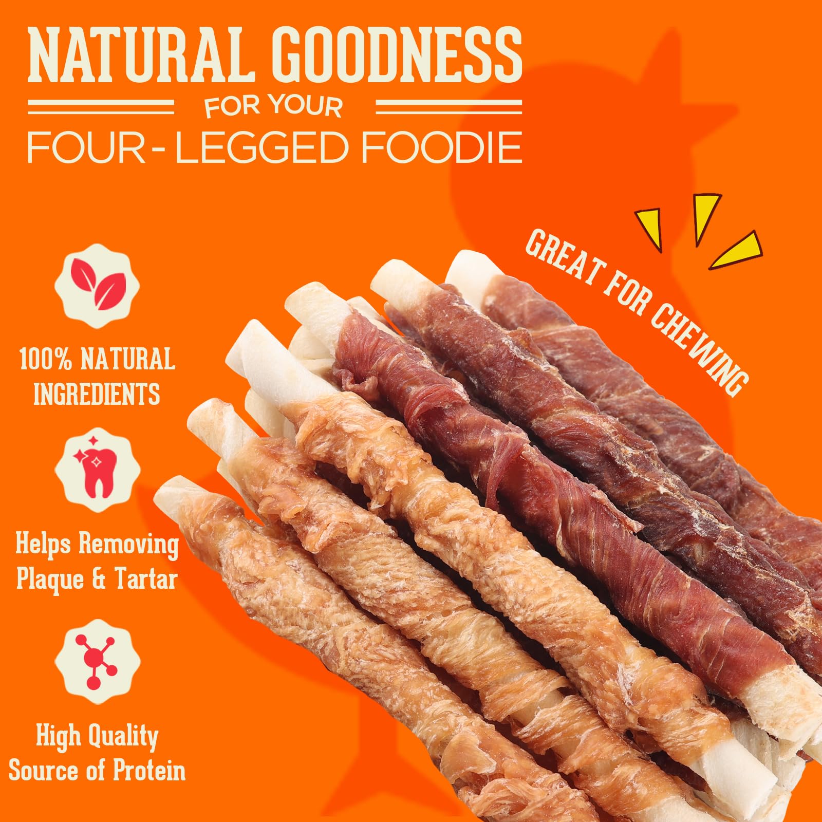 PACK'N PRIDE Dog Treats, 10 Pack*90g (900g) Dog Chews, Chewy Twists with Chicken&Duck, Low Fat Natural Treats for Small&Medium Dogs - Image 3