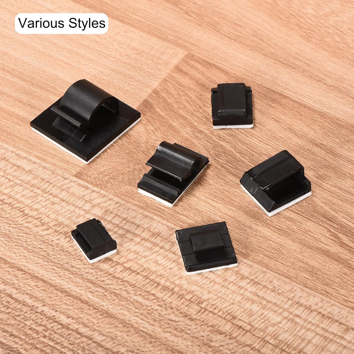 MECCANIXITY 40pcs Adhesive Cable Clips Black Cord Clip Wire Holder Organizer Wall Cord Management Cable Organization for Office Desk Wall Cable Bundles