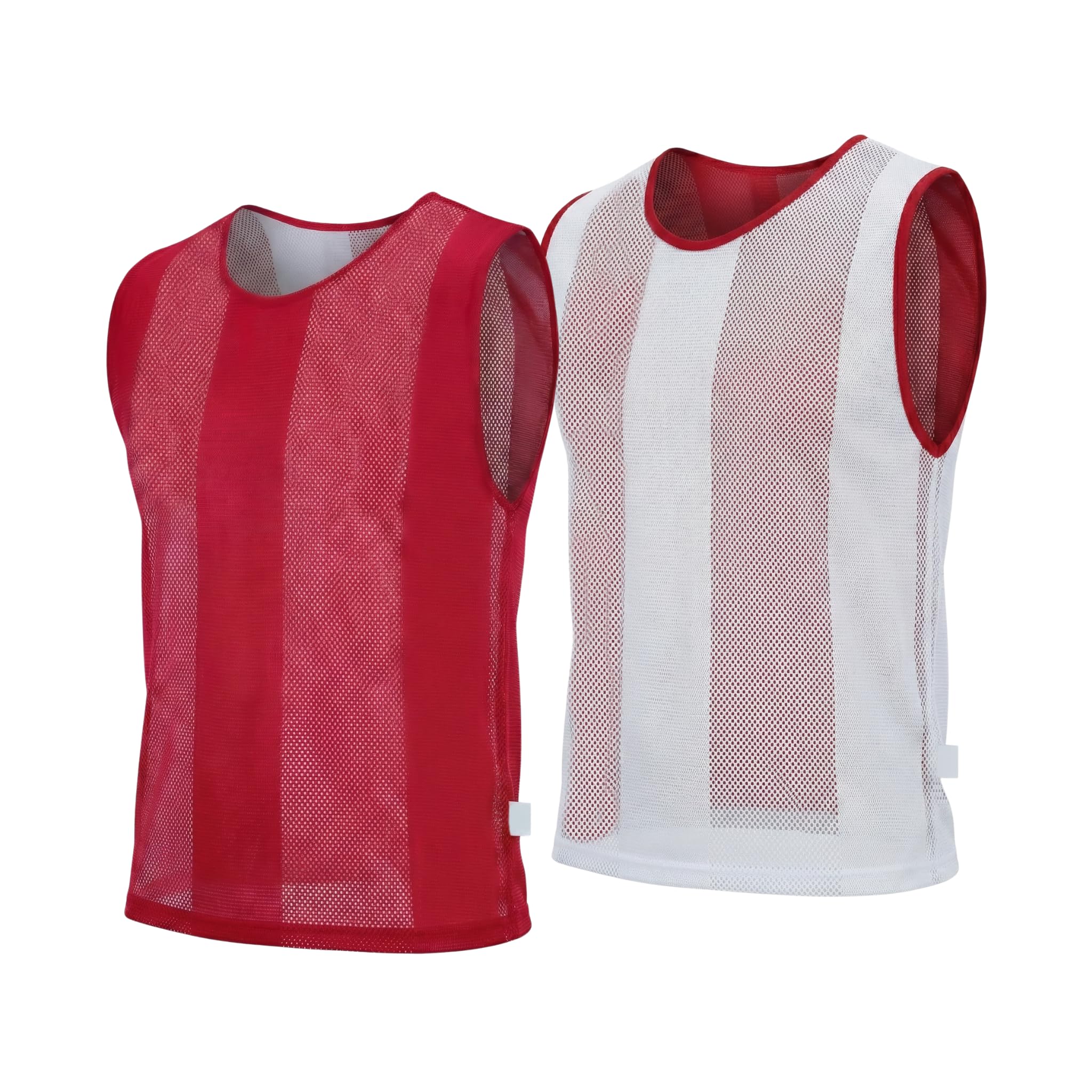 Sterling Sports 10 X Pack Football Training Bibs with Double Sided - Quick Dry Training Bibs For Football, Soccer, Cricket, Hockey & Basketball (Red/White, Youth (Small, Medium & Large Men)) — image 1
