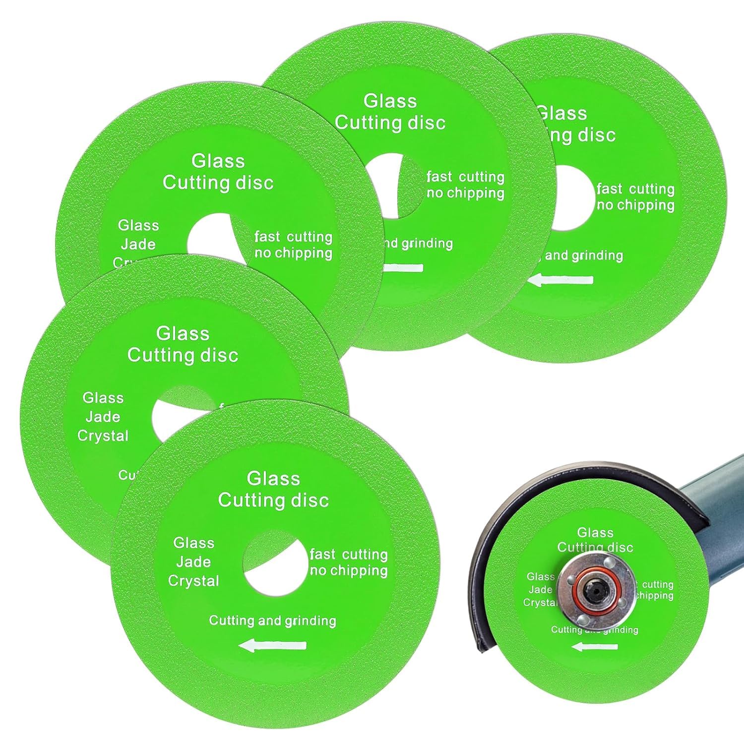 4 Inch Glass Cutting Disc for 4-1/2" Angle Grinder, 5 Pack Glass Ceramic Diamond Cutting Blade Disc 7/8" Hole (Model 115/125) for Glass Tile Marble Ceramic Jade,Crystal, Wine Bottles, Tile