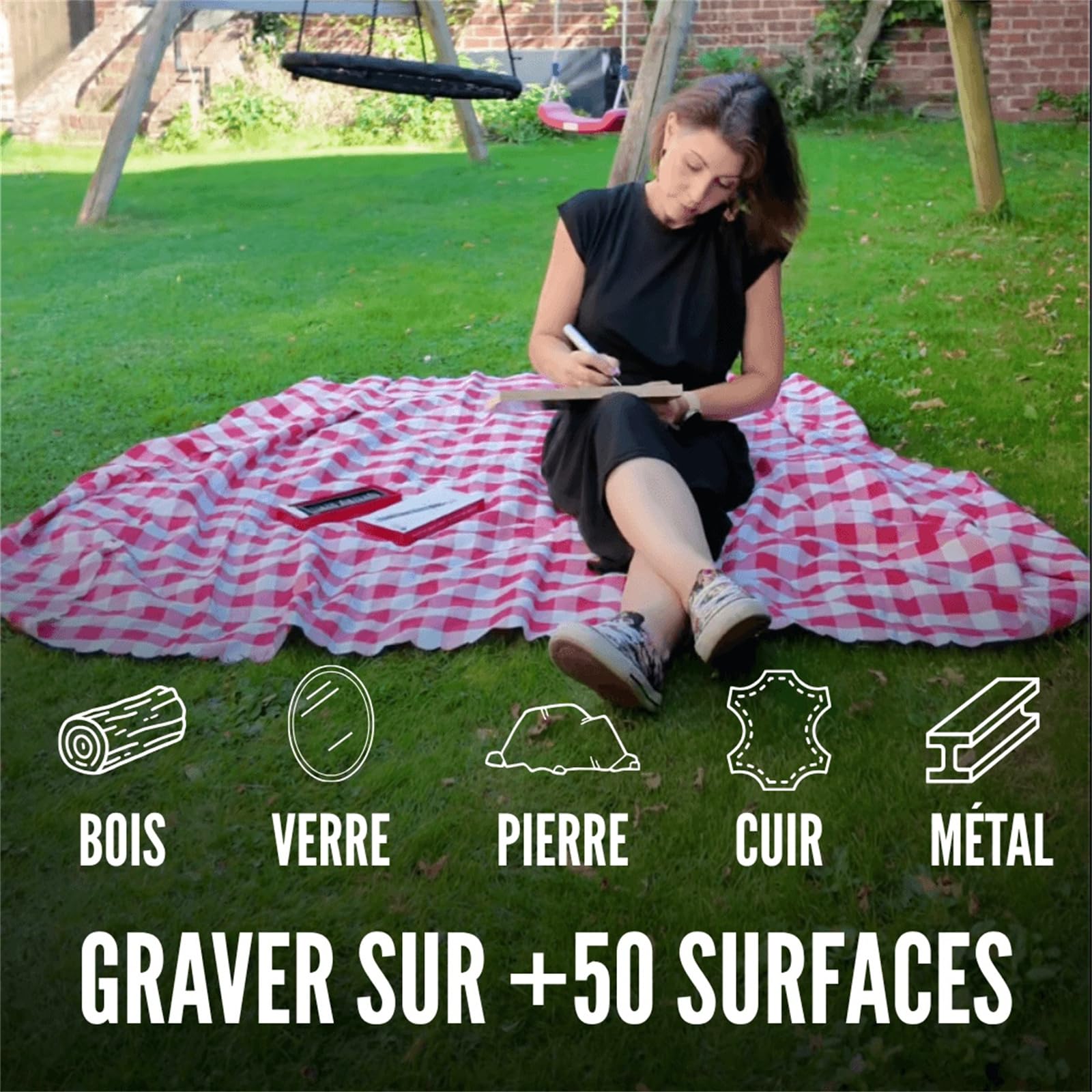 Tenovia Kit Complet de Gravure Électrique – Le Graveur Mini outil de gravure portable, livré avec 30 têtes de gravure et 5 gabarits, adapté aux créations DIY sur métal, bois et verre