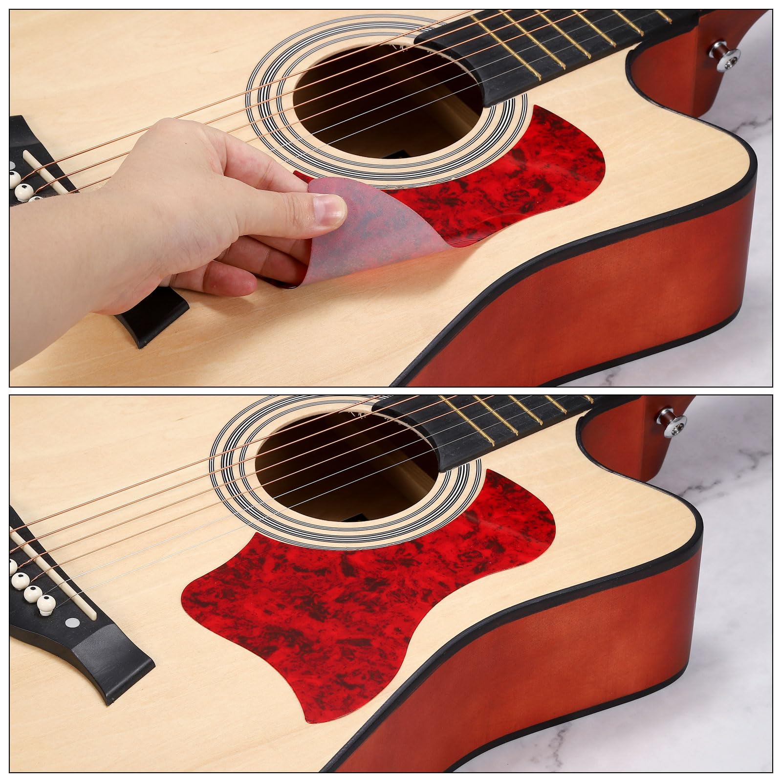 sourcing map Pickguard pour guitare acoustique 104 cm auto-adhésif gaucher en forme de goutte d'eau Transparent
