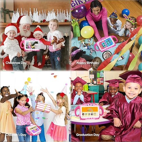 Miniatura 7 de Tablet para niños de 7 pulgadas, tabletas para niños pequeños con estuche, WiFi, cámaras duales, sistema Android de ocho núcleos, PC de aprendizaje