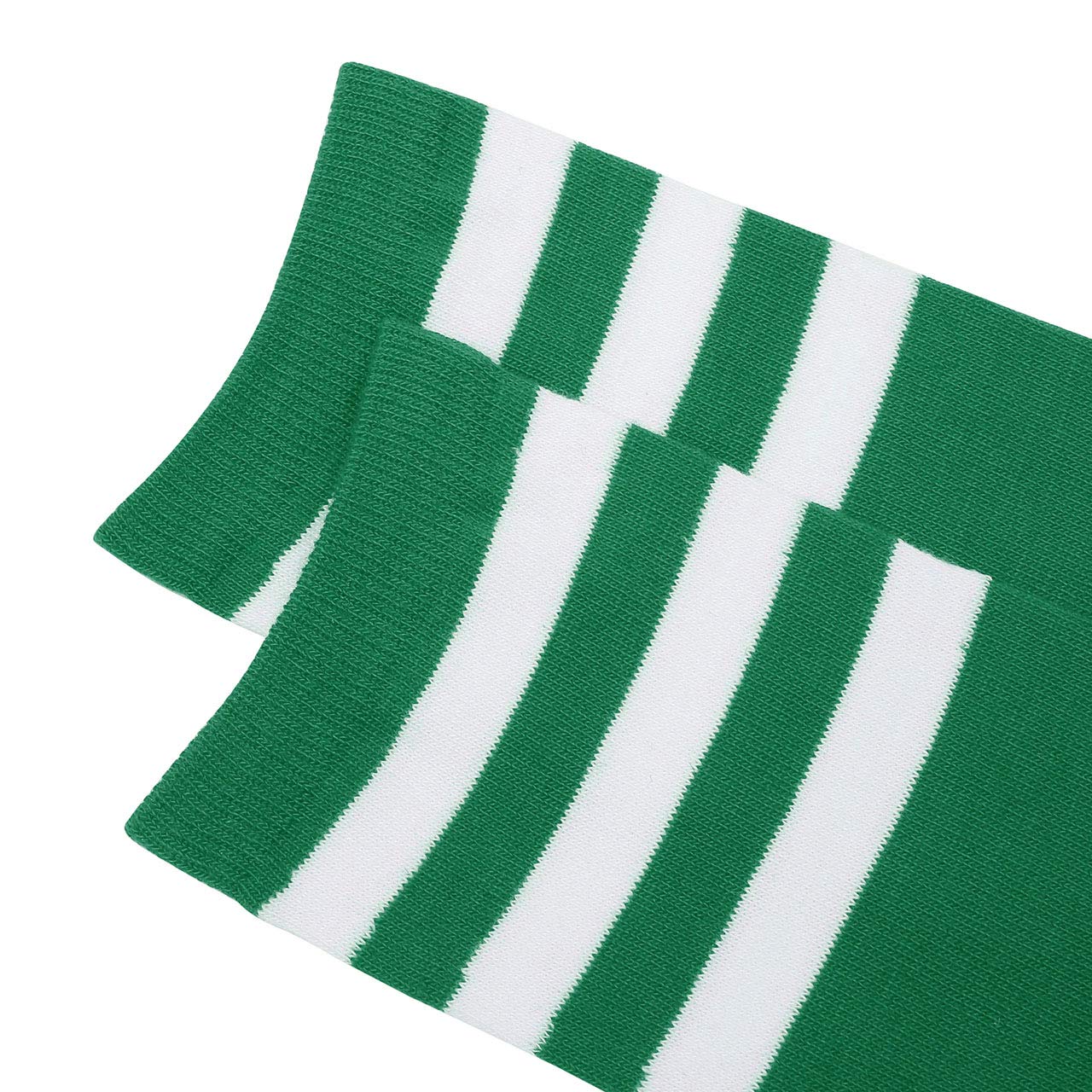 Women Knee High Socks Cotton Triple Striped Stockings Athletic for Baseball Sports Halloween Costume Christmas: One Size Green
