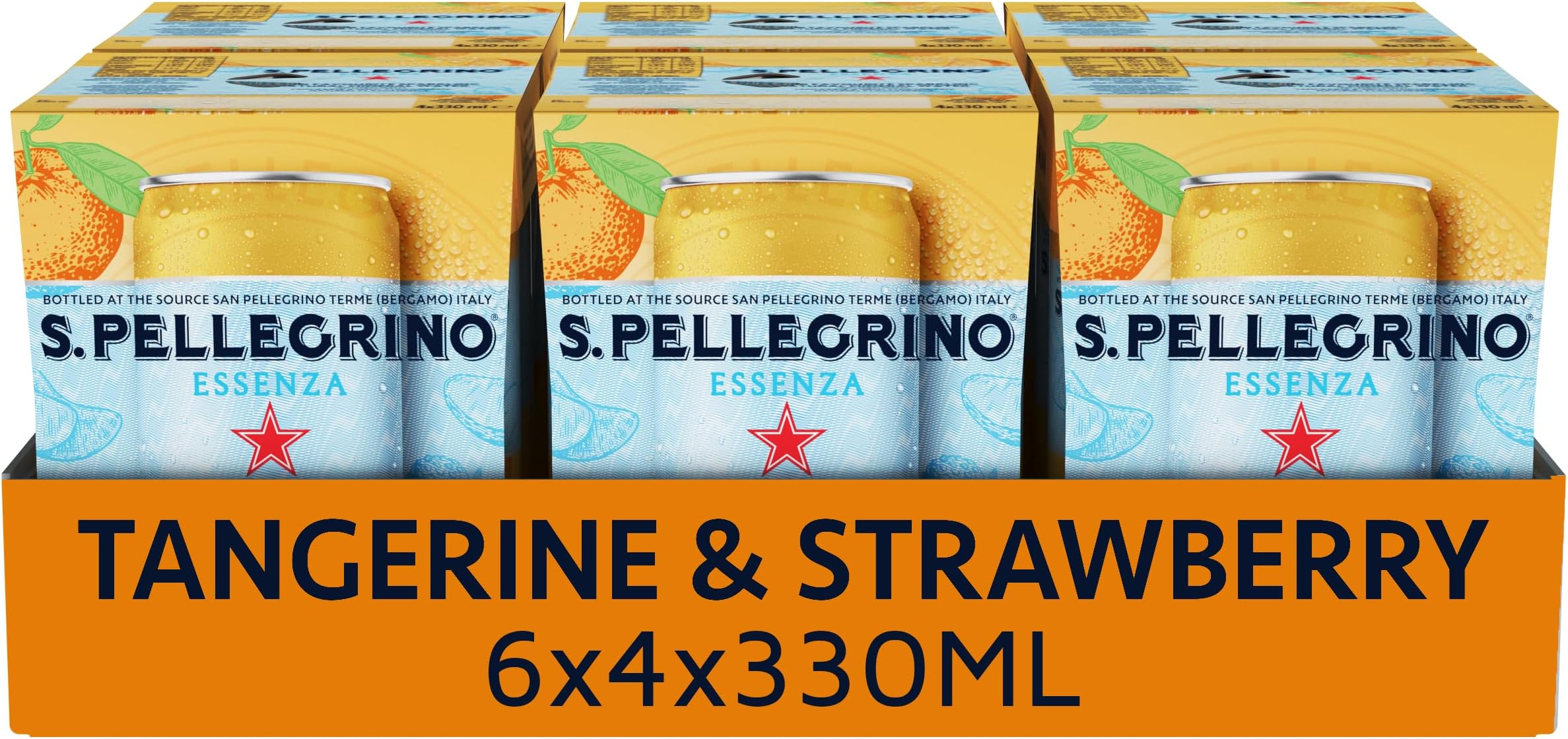 San PellegrinoEssenza Sparkling Water Tangerine & Strawberry Lightly Flavoured 24x330ml