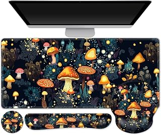 4 in 1 Mouse Pad with Gel Cushion, Wrist Rest Stand, Keyboard, Coaster, Large Mouse Pad, Ergonomic Design Desk Pad for Desks