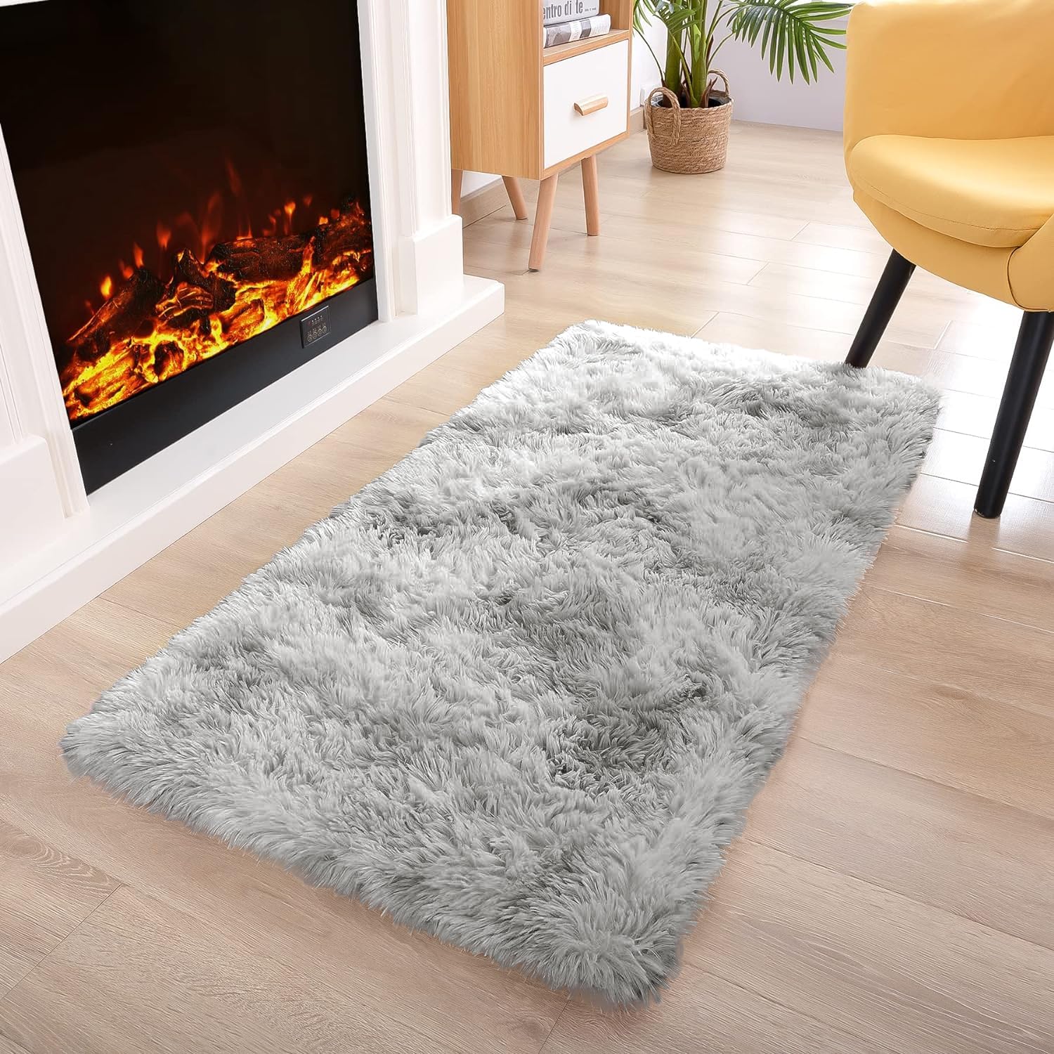 Oxford Homeware Rugs Living Room Small 50x80 CM, Tie-Dye Light Grey Area Rugs for Bedroom Anti Slip - Image 2