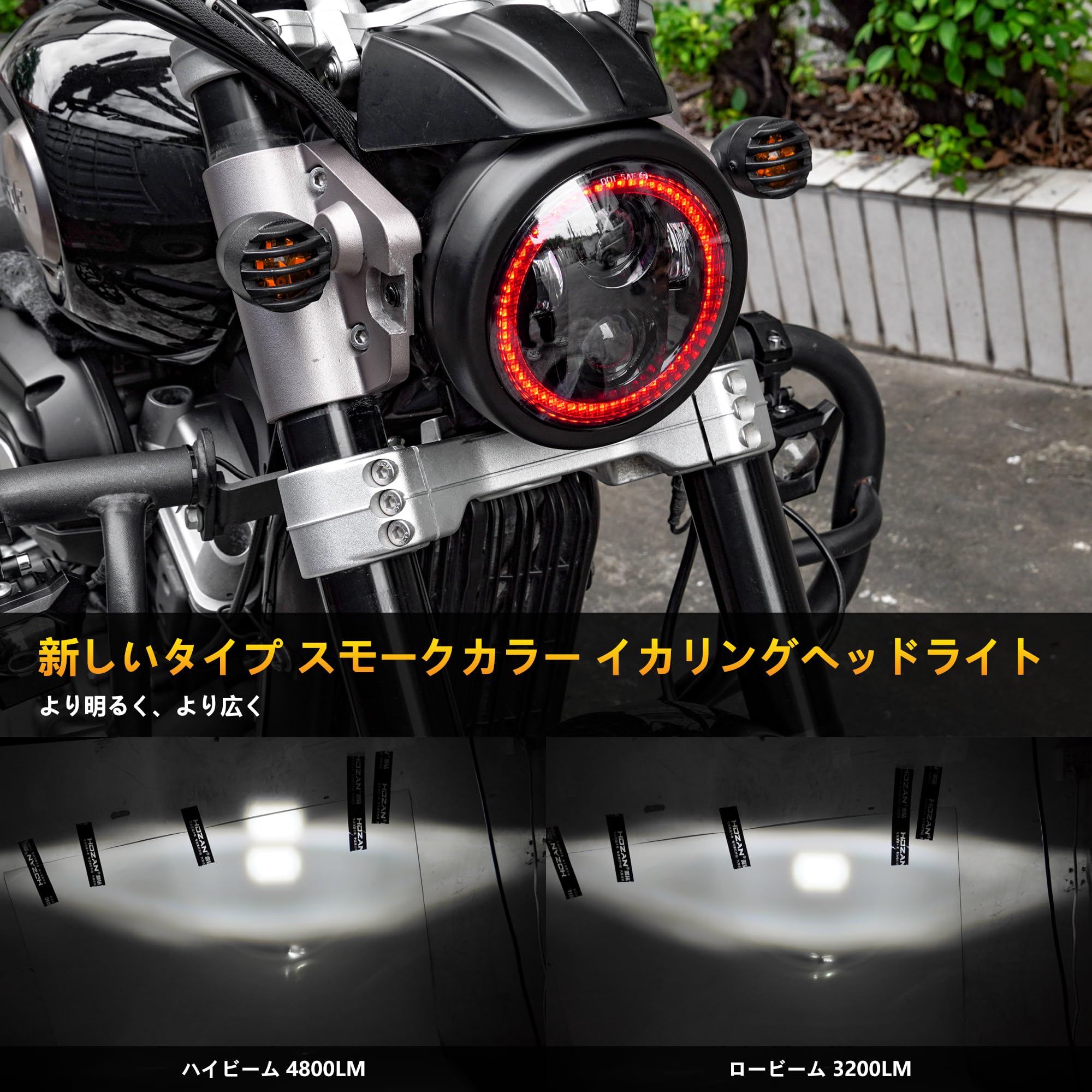 Amazon | Motikvans 5.75インチ led バイク 丸目ヘッドライト汎用