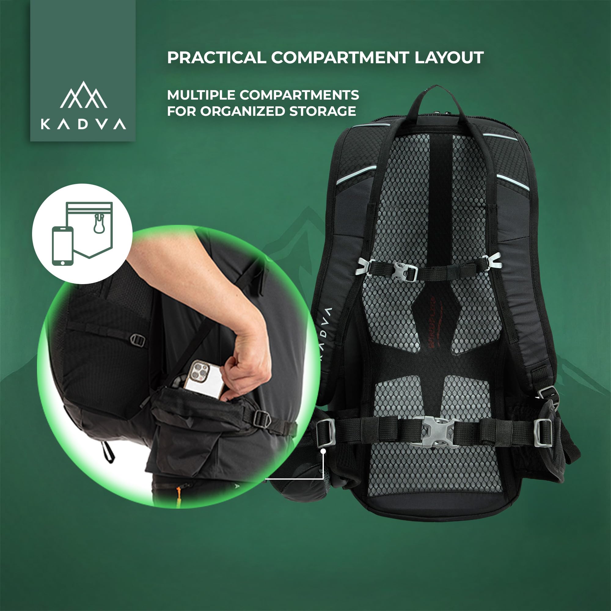 KADVA Escapada Zaino da trekking per attività Unisex - Adulto