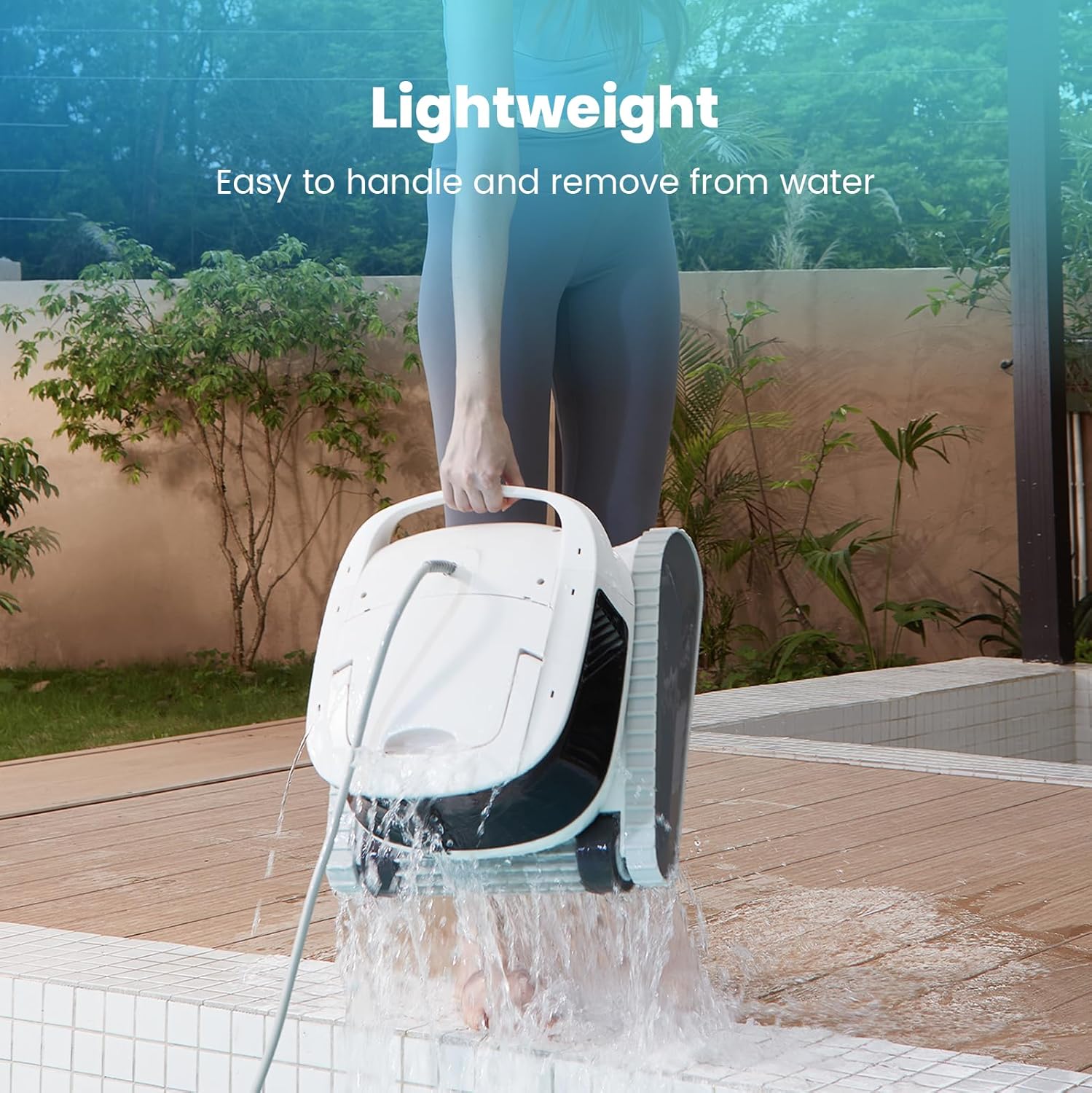 Robotic Pool Vacuum with Dual Inlets, Smart App Control, 210-Min Runtime, Cleans Floor, Wall & Waterline, for in/Above-Ground Pools up to 1,614 Sq.ft
