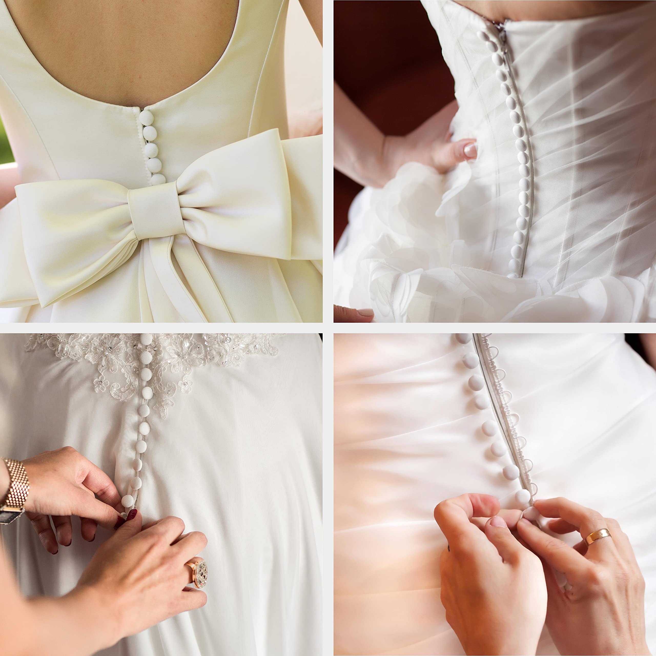 How to bustle a wedding dress with buttons | Beachweddingtips.com