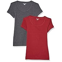 Amazon Essentials T-Shirt Aderente con Maniche Ad Aletta e Scollo Ampio Donna