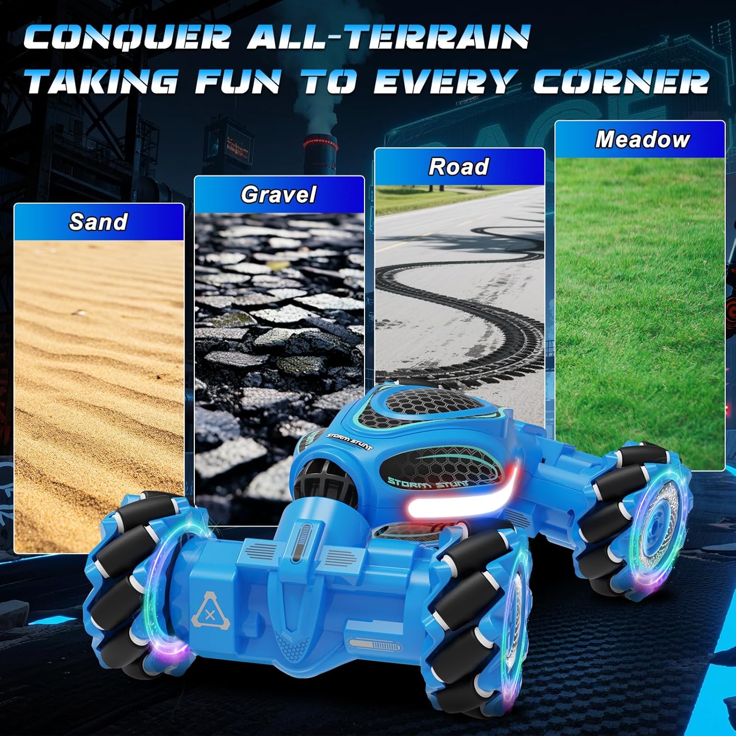 Gesture Sensing RC Stunt Car, Remote Control 2.4GHz 4WD Hand Controlled Car Toys for Boys and Girls Ages 6-12, 360° Rotating Drift RC Cars with Lights and Music, Ideal Birthday and Xmas Gift