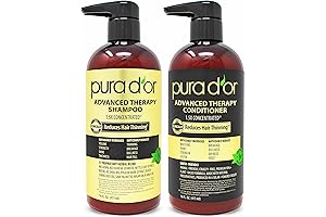 Anti-Hair Loss Shampoo and Conditioner Set: PURA D'OR Biotin Hair Therapy